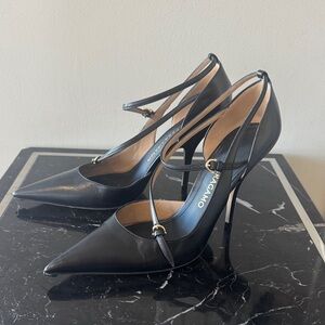 Salvatore Ferragamo Black Strappy Heels
